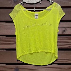 PINK Victoria's Secret Yellow Muscle Tee Crop Top